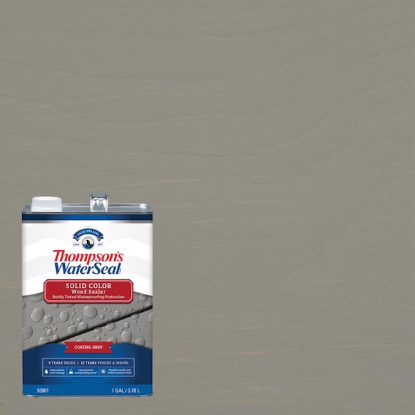 Thompsons Waterseal Thompson's WaterSeal Wood Sealer Solid Coastal Gray Waterproofing Wood Stain and Sealer 1 gal TH.093901-16 - main